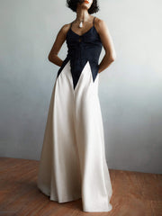 Black White Contrast Slip Maxi Dress