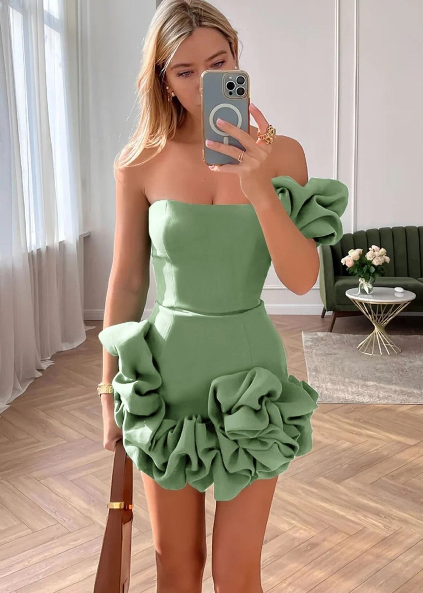 Strapless Bodycon Homecoming Mini Dress With Ruffles