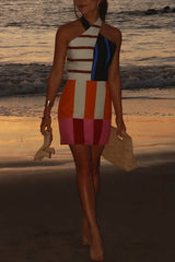 Bold Color Block Geo Print Mini Dress