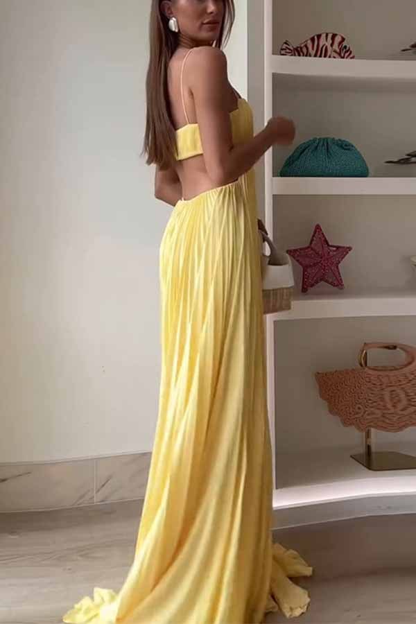Butter Yellow Open Back Maxi Dress