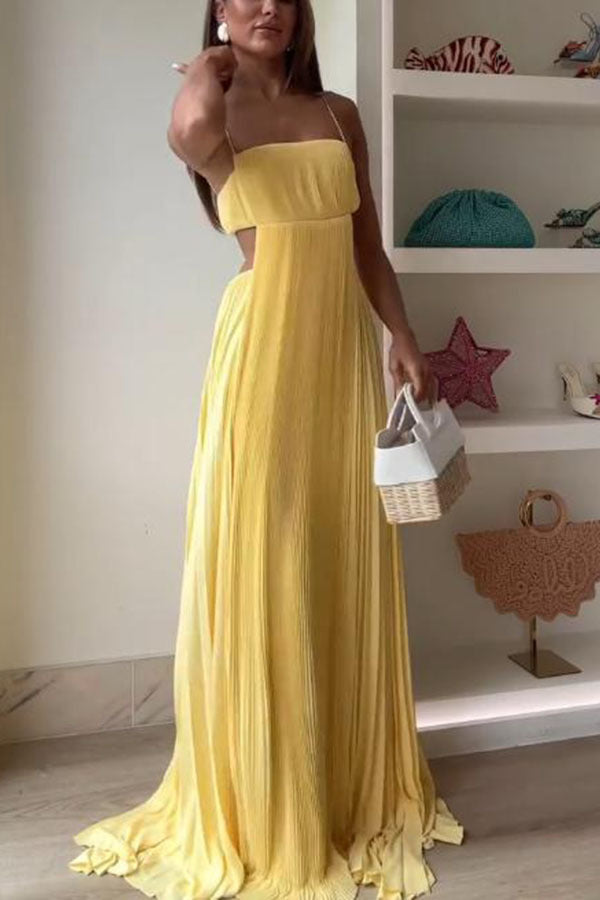 Butter Yellow Open Back Maxi Dress