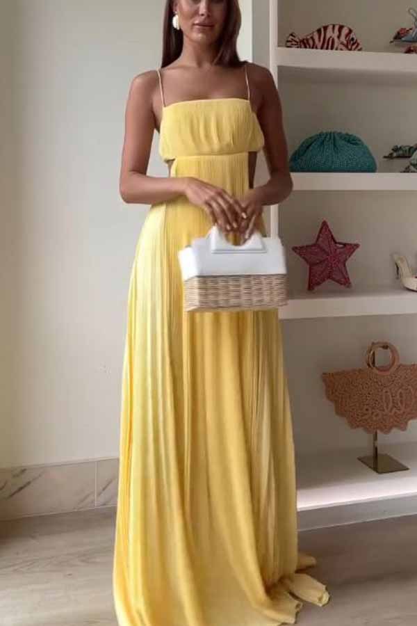 Butter Yellow Open Back Maxi Dress