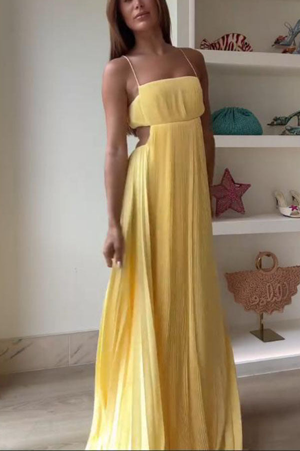 Butter Yellow Open Back Maxi Dress