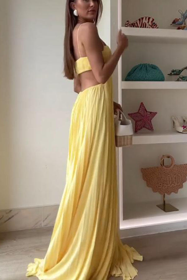 Butter Yellow Open Back Maxi Dress
