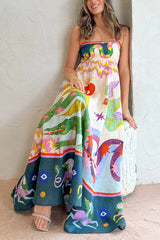 Tribal Print Linen Midi Dress