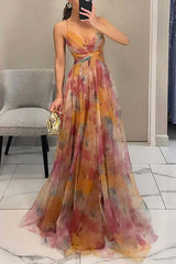 Red Floral Slip Princess Maxi Dress
