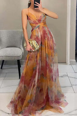 Red Floral Slip Princess Maxi Dress