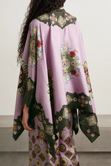 Purple Tribal Print Batwing Sleeve Top and Wide-leg Pants Two-Piece Set