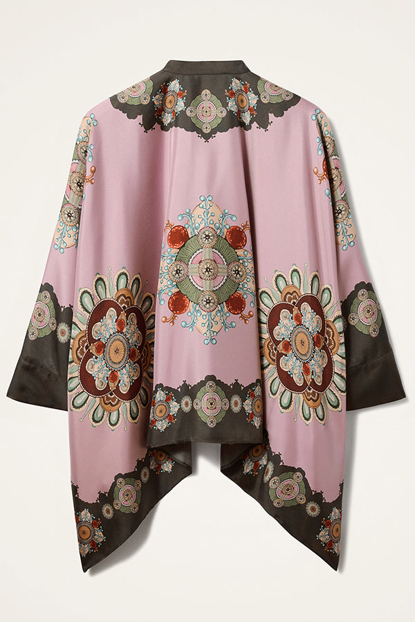 Purple Tribal Print Batwing Sleeve Top and Wide-leg Pants Two-Piece Set
