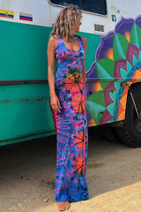 Purple Tribal Print Maxi Dress
