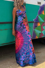Purple Tribal Print Maxi Dress