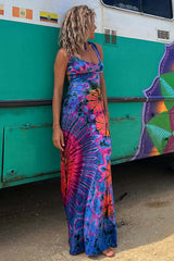 Purple Tribal Print Maxi Dress