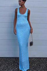 Chic Sequin Bodycon Sleeveless Maxi Dress