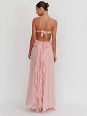 Rosette Detail Bandeau Maxi Dress
