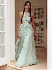 Rosette Detail Bandeau Maxi Dress