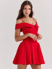 Scarlet Red Off-Shoulder Mini Dress
