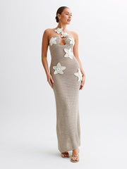 Elegant Floral Crochet Maxi Dress