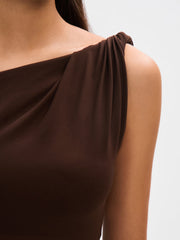 Brown One Shoulder Maxi Dress