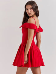 Scarlet Red Off-Shoulder Mini Dress