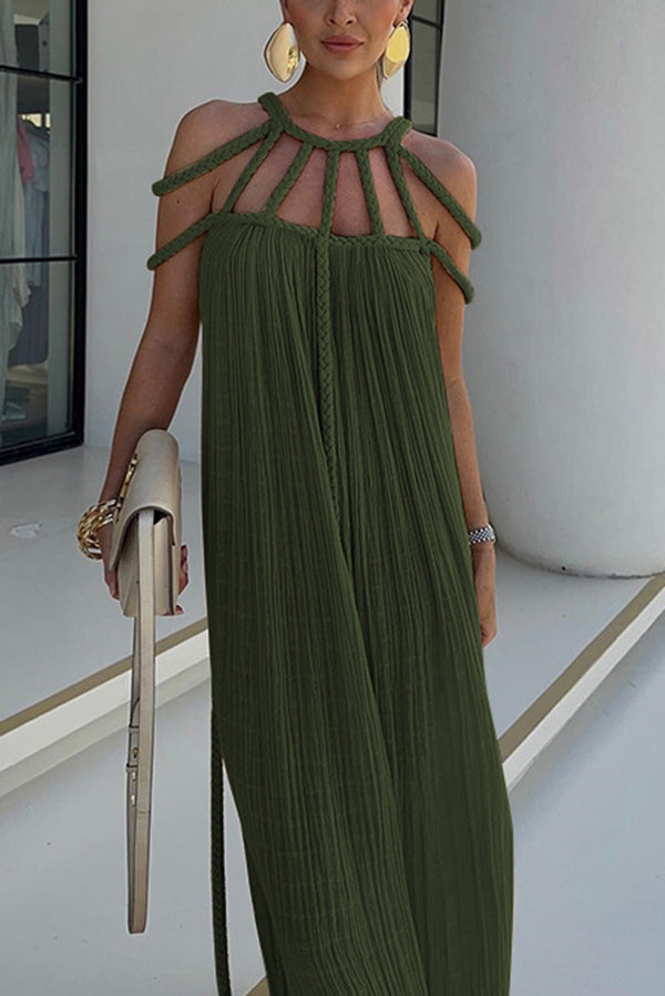 Braided Shoulder Straps Maxi Dress
