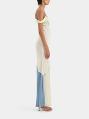 Beige Color Block Midi Dress