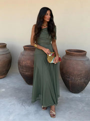 Versatile Off Shoulder Mesh Maxi Dress