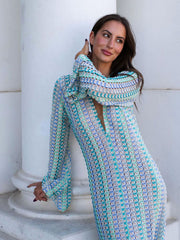 Boho Crochet Knit Maxi Dress
