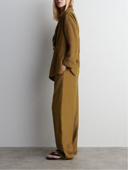 Brown Shawl Lapel Suits Pants Set