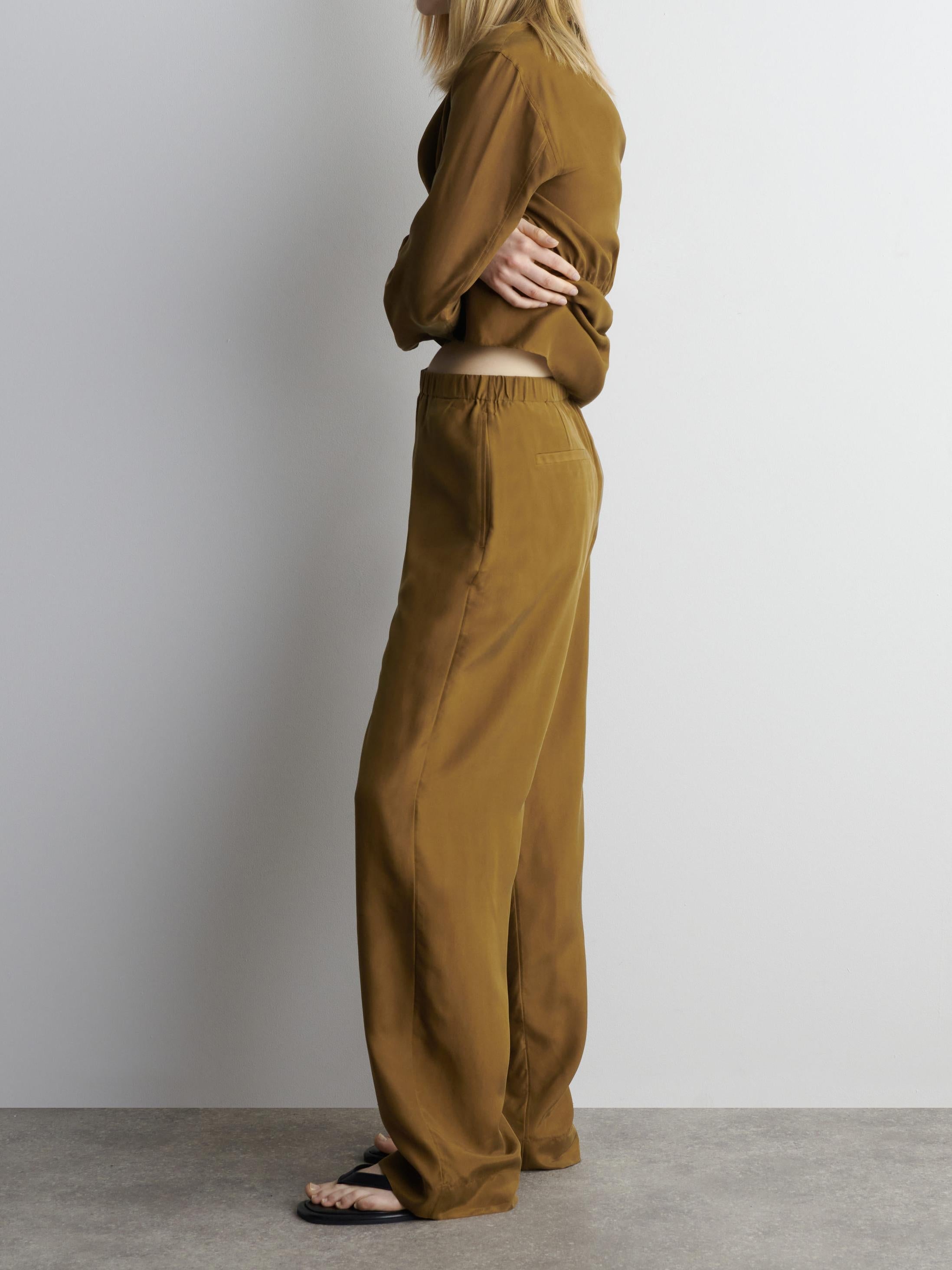 Brown Shawl Lapel Suits Pants Set