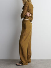 Brown Shawl Lapel Suits Pants Set