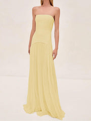 Yellow Strapless Maxi Dress
