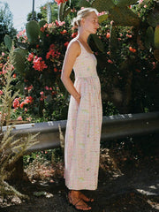 Peach Printed Slip Midi Dress