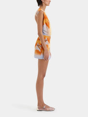 Artistic Floral Backless Mini Dress