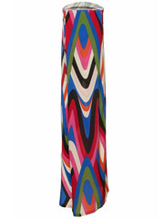 Rainbow Striped Strapless Side Slit Maxi Dress
