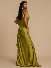 Elegant Satin High Slit Maxi Dress
