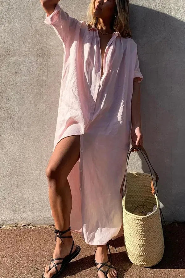 Simple Long Shirt Midi Dress