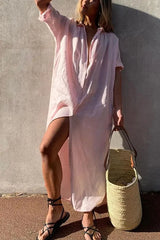 Simple Long Shirt Midi Dress