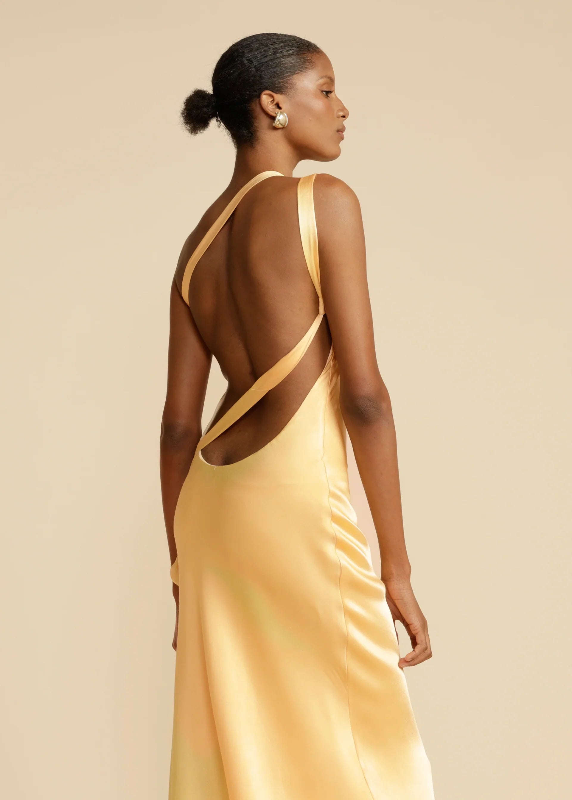Orange Red Satin One Shoulder Maxi Dress