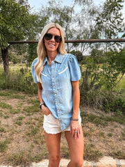 Light Blue Denim Button Down Shirt