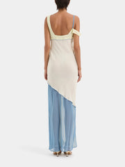 Beige Color Block Midi Dress