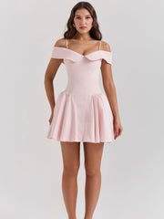 Peach Pink Off-Shoulder Mini Dress