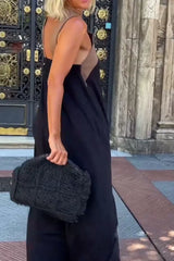 Black Crossover Cold Shoulder Midi Dress
