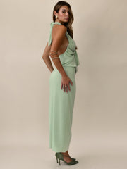 Pistachio Green Halter Maxi Dress