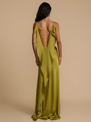Elegant Satin High Slit Maxi Dress