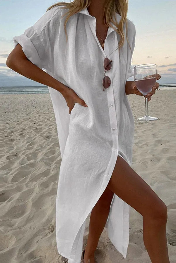 Simple Long Shirt Midi Dress