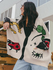 Soft Knit Clover Print Cardigan