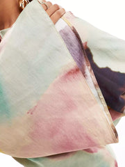 Abstract Watercolor Print Maxi Dress
