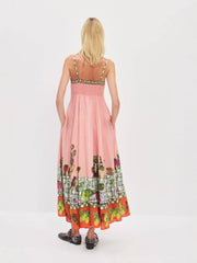 Pink Floral Slip Midi Dress