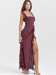 Mulberry Ruffled Trim Maxi Slip