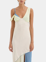 Beige Color Block Midi Dress